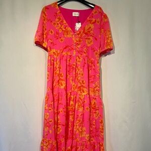 Sugar Lips Hot Rod Floral Monaco Tiered Maxi Dress Size M, New With Tags